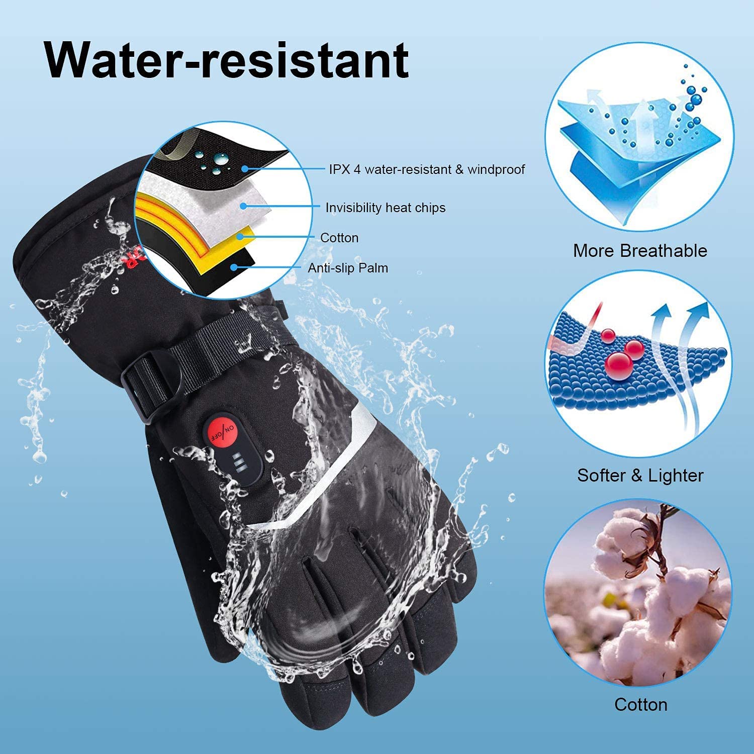 SNOW DEER Winter Heated Gloves - Ski Glove Waterproof 评论和价格